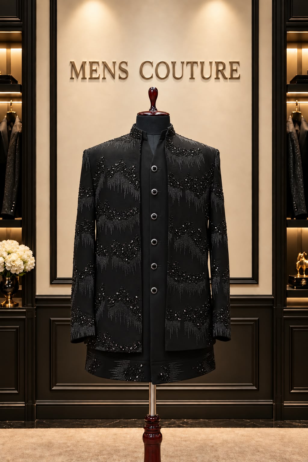 Regal Embellished Double-Layer Indo-Western Set