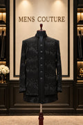 Midnight Noir Hand-Embellished Indo-Western Sherwani