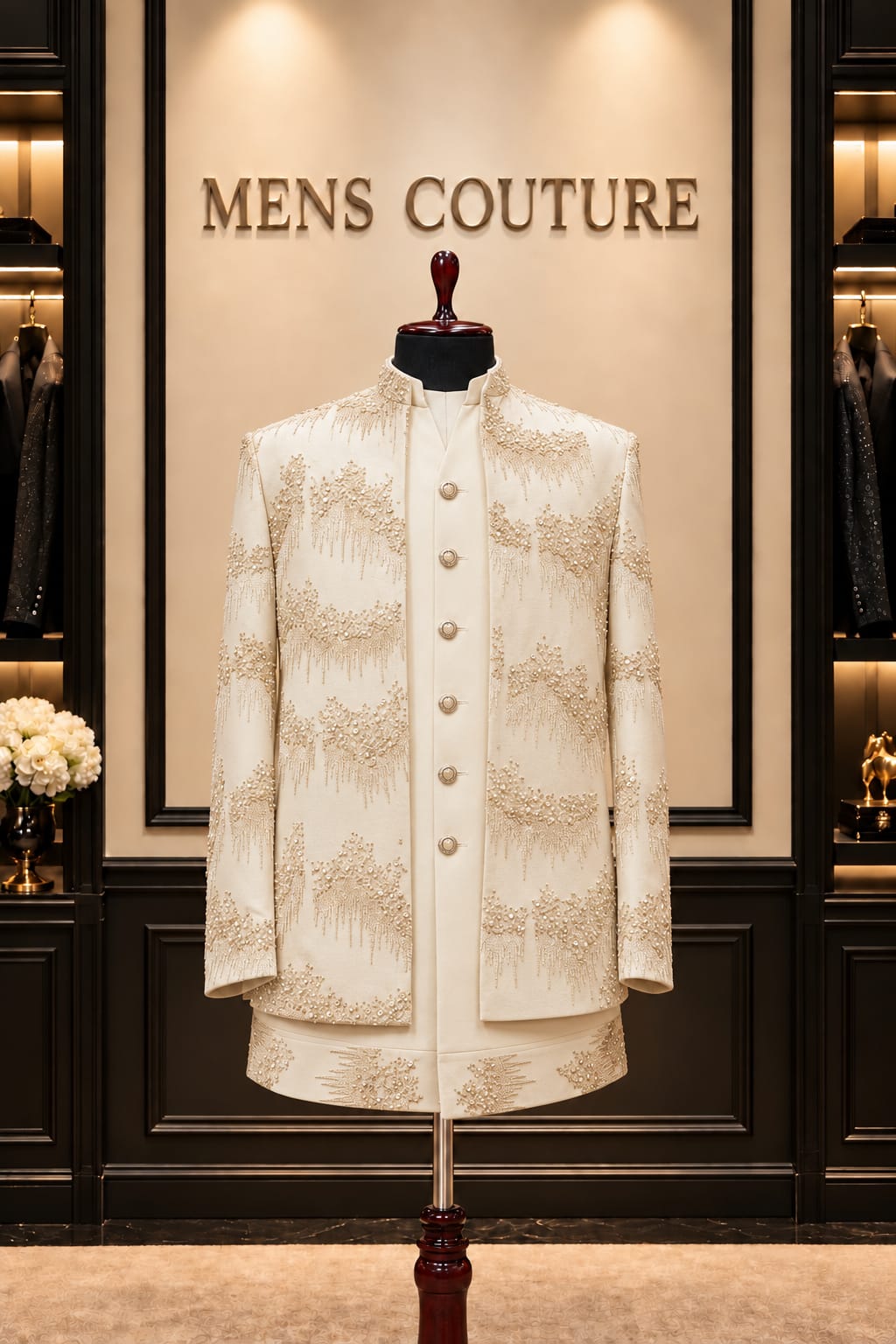 Regal Embellished Double-Layer Indo-Western Set