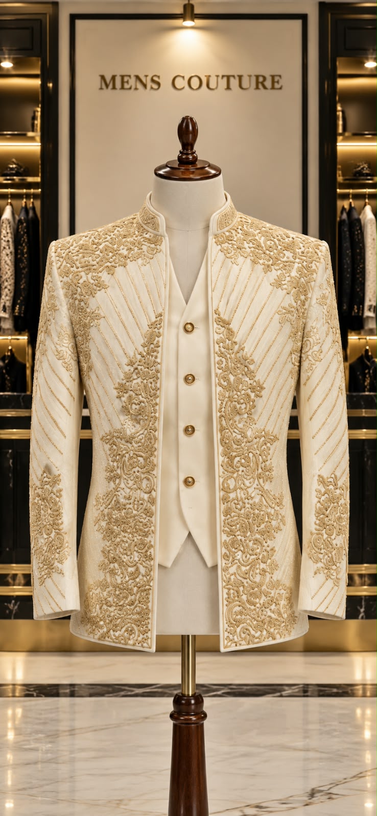 Royal Embroidered Indo-Western Jacket with Inner Waistcoat