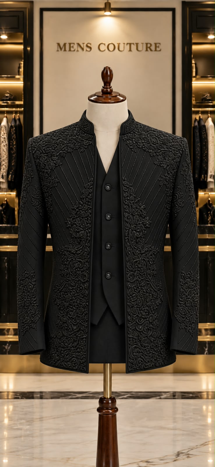 Royal Embroidered Indo-Western Jacket with Inner Waistcoat