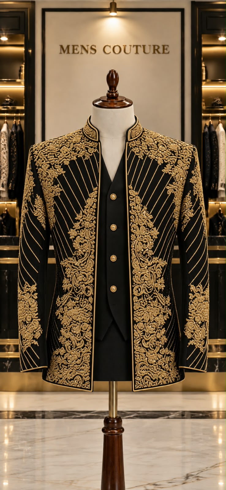 Royal Embroidered Indo-Western Jacket with Inner Waistcoat