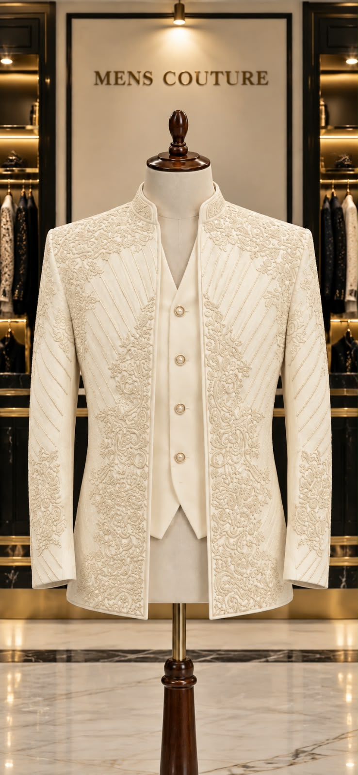 Royal Embroidered Indo-Western Jacket with Inner Waistcoat