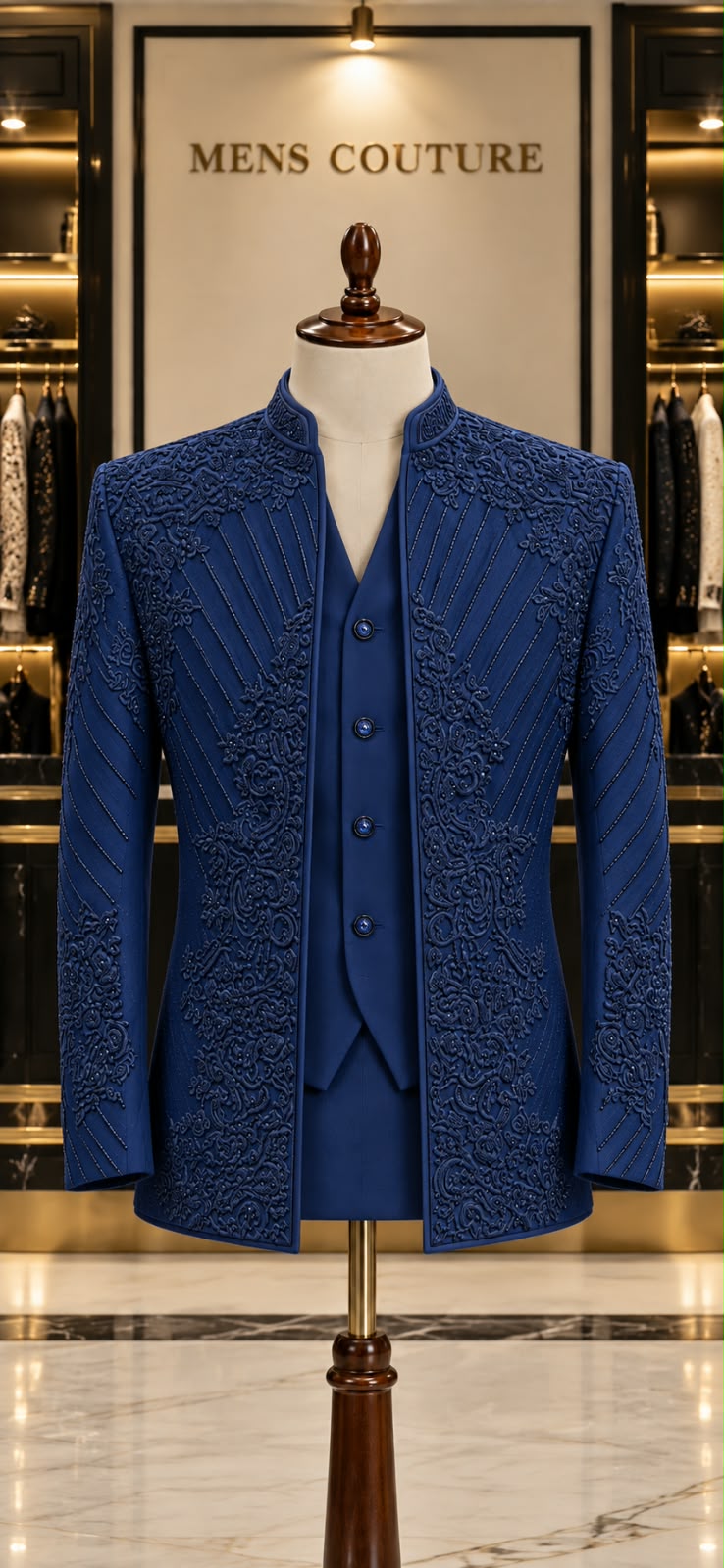 Royal Embroidered Indo-Western Jacket with Inner Waistcoat
