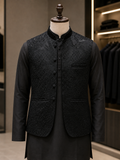 Black Kurta Pant with Designer Bundi Set